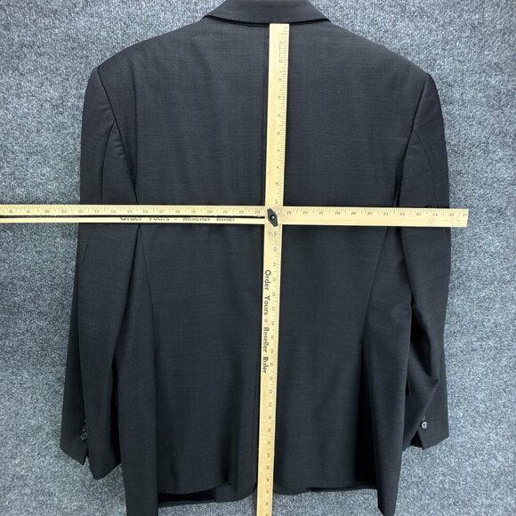 Hickey Freeman Suit Jacket Mens 42R Black Worsted Wool‎ 130s Silk Loro Piana USA - Picture 11 of 16